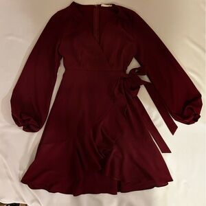 Altar’d State Deep Red Long Sleeve Dress